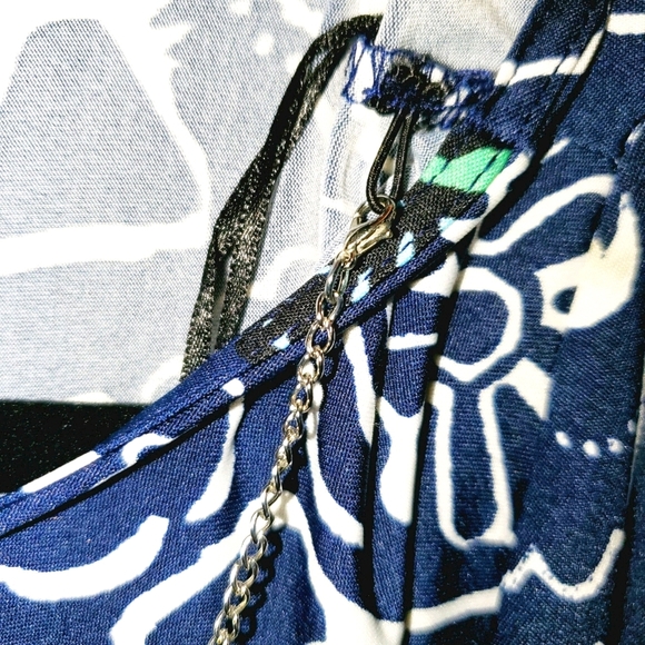 Notations NWT Plus Size Wide Neck Midi Length 3/4 Sleeve Dress Blue Green 376 - Picture 8 of 10